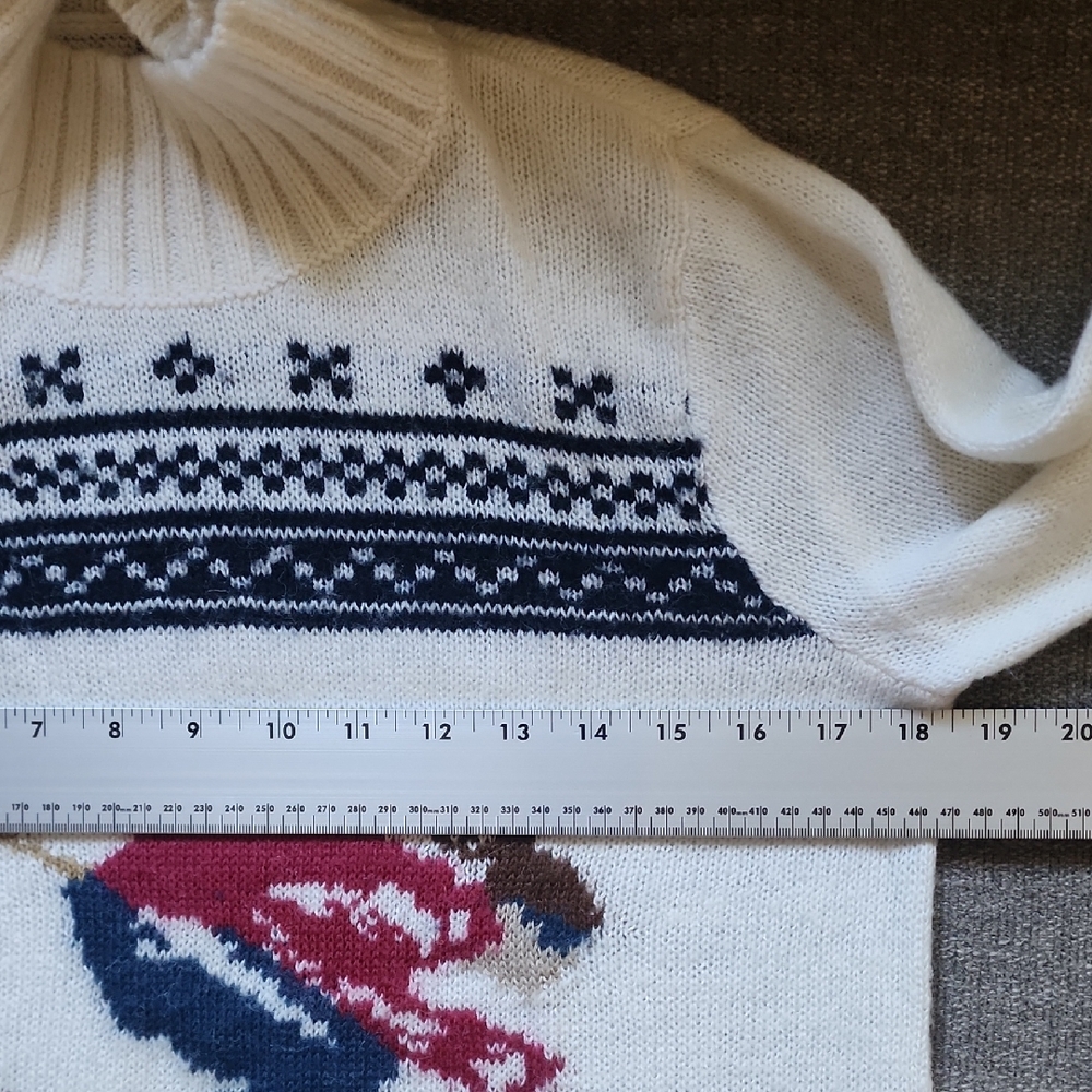 Eddie Bauer Ski Sweater Womens M Cream Mock Neck Skier Nordic Apres Ski Winter - Picture 8 of 13